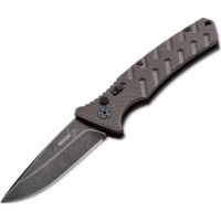 Автоматический складной нож Boker Plus Strike Coyote Spearpoint, сталь AUS-8 BlackWash™ Plain, рукоять анодированный алюминий, BK01BO424 купить в Перми