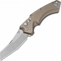 Автоматический складной нож Hogue Wharncliffe EX-A05, клинок Stonewash, сталь 154CM, рукоять пустынный алюминий купить в Перми