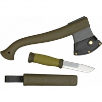 Набор Morakniv Outdoor Kit MG, нож Morakniv 2000 сталь Sandvik 12C27, цвет зеленый + топор купить в Перми