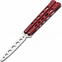 Тренировочный нож-бабочка (балисонг) Balisong Trainer, Boker Plus 01BO712, клинок из нержавеющей стали Zero-ground Plain (без заточки), рукоять стеклотекстолит G10, красный купить в Перми