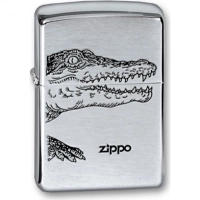 Зажигалка ZIPPO Alligator, с покрытием Brushed Chrome, латунь/сталь, серебристая, матовая, 36x12x56 купить в Перми