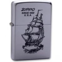 Зажигалка ZIPPO Boat-Zippo Satin Chrome, латунь с ник.-хром. покрыт., сереб., матовая, 36х56х12мм купить в Перми